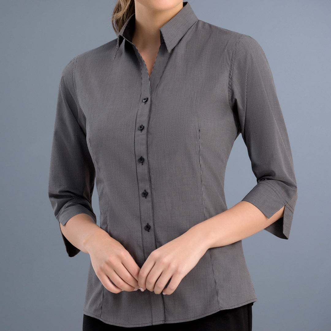 House of Uniforms The Lakewood Shirt | Ladies | Slim Fit | 3/4 Sleeve John Kevin Charcoal