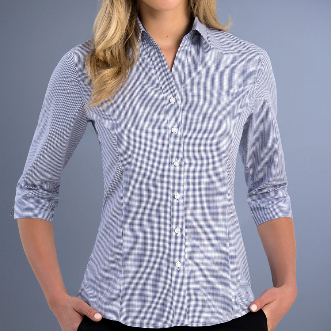House of Uniforms The Rialto Shirt | Ladies | Slim Fit | Short and 3/4 Sleeve John Kevin Navy