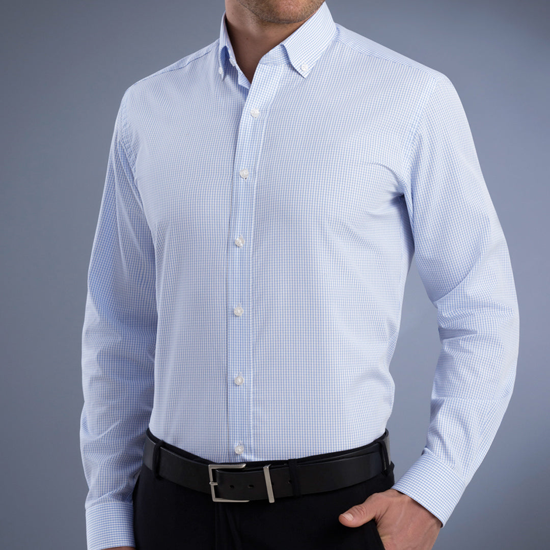 House of Uniforms The Moscow Shirt | Mens | Slim Fit | Long Sleeve John Kevin Blue