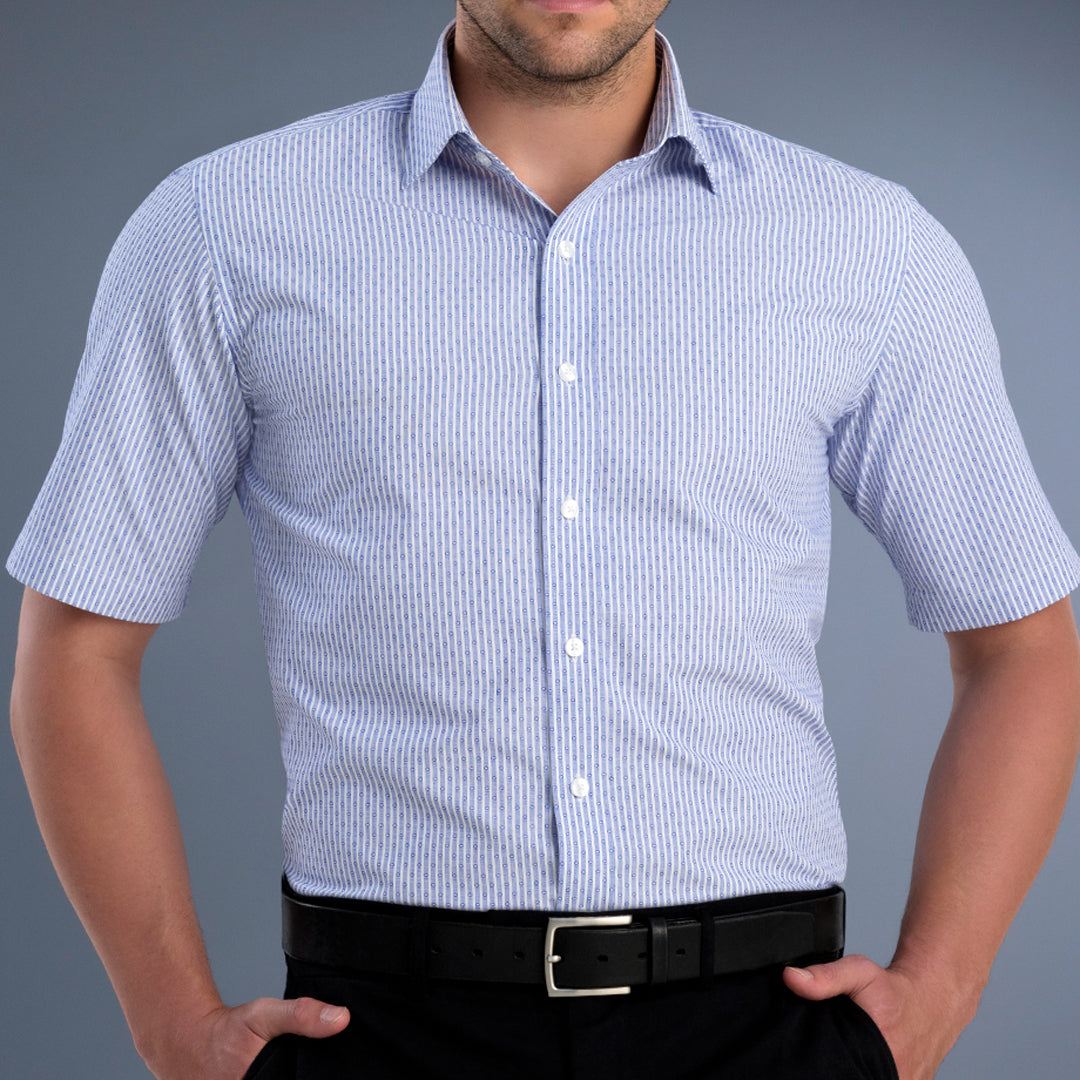 House of Uniforms The Nashville Shirt | Men | Slim Fit | Short and Long Sleeve John Kevin Blue