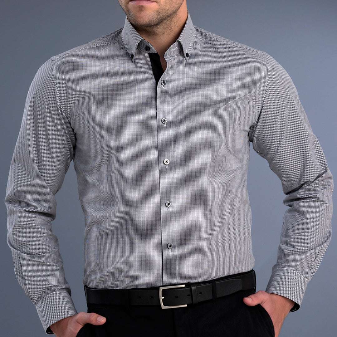 House of Uniforms The Glendale Shirt | Mens | Slim Fit | Long Sleeve John Kevin Black