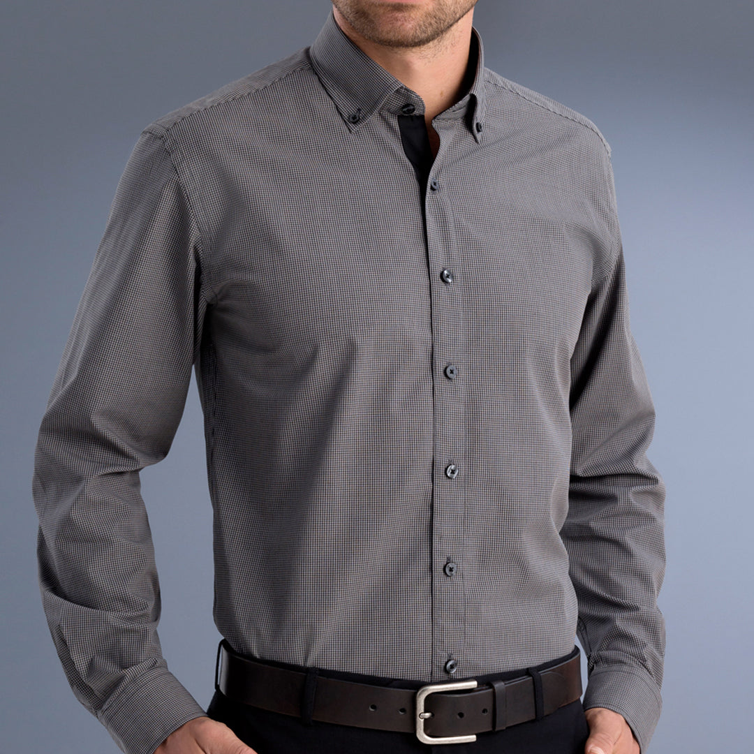House of Uniforms The Lakewood Shirt | Mens | Slim Fit | Short and Long Sleeve John Kevin Charcoal