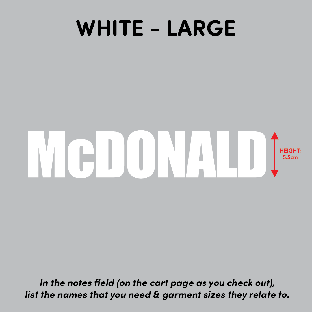 House of Uniforms Player Names House of Uniforms White