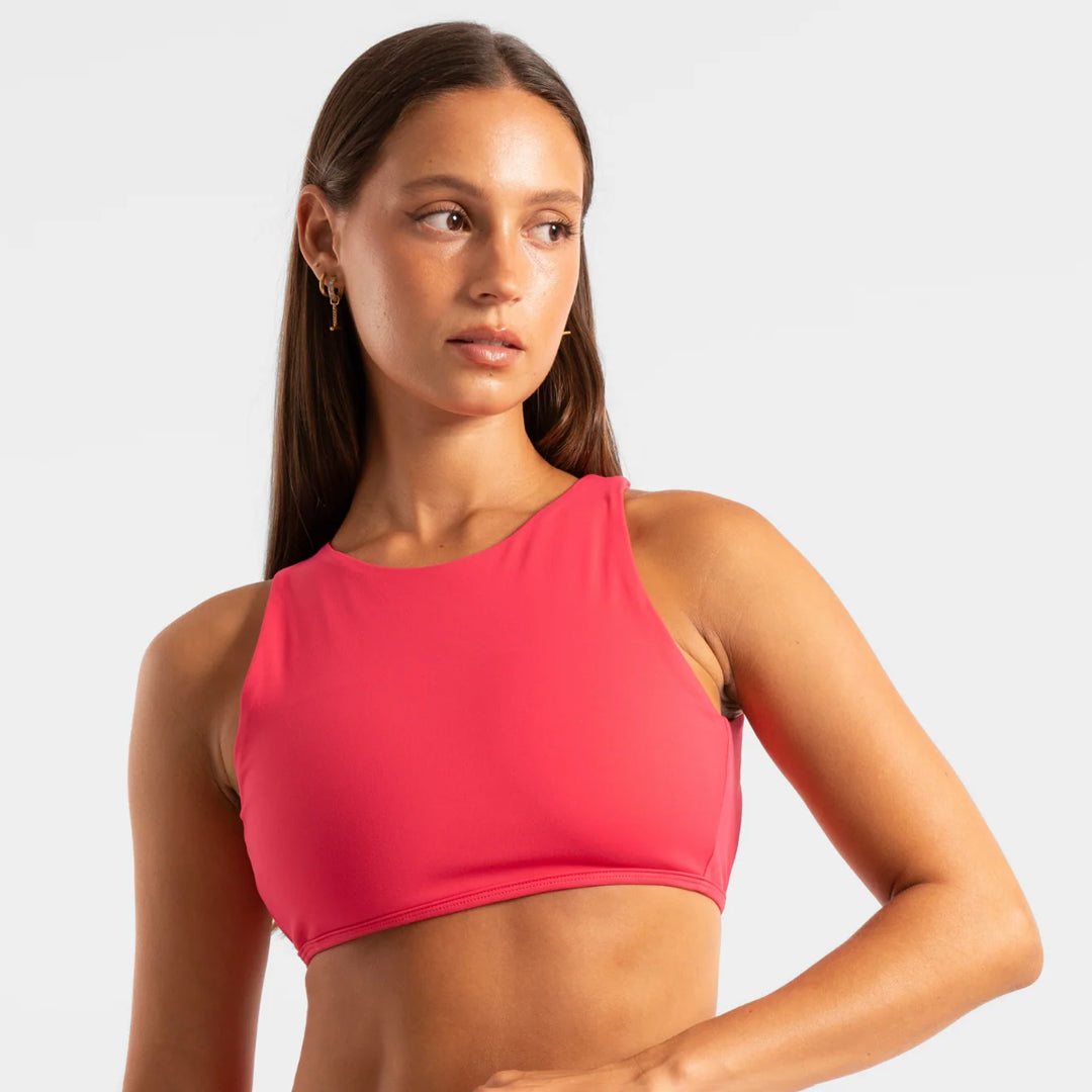 House of Uniforms The Backless Cropped Tank | Ladies Active Basics Raspberry