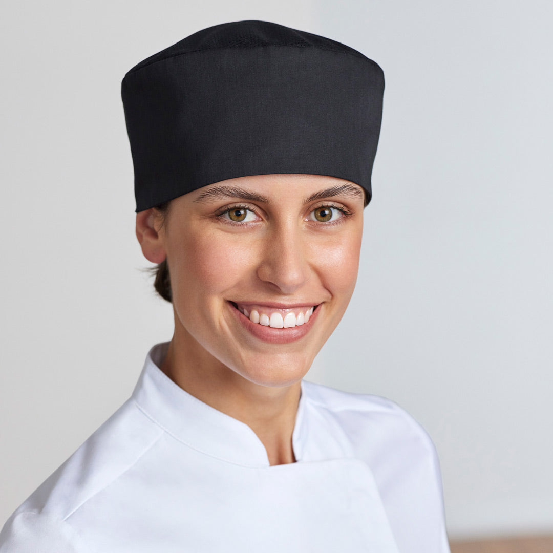 House of Uniforms The Mesh Flat Top Chefs Hat | Adults Yes! Chef