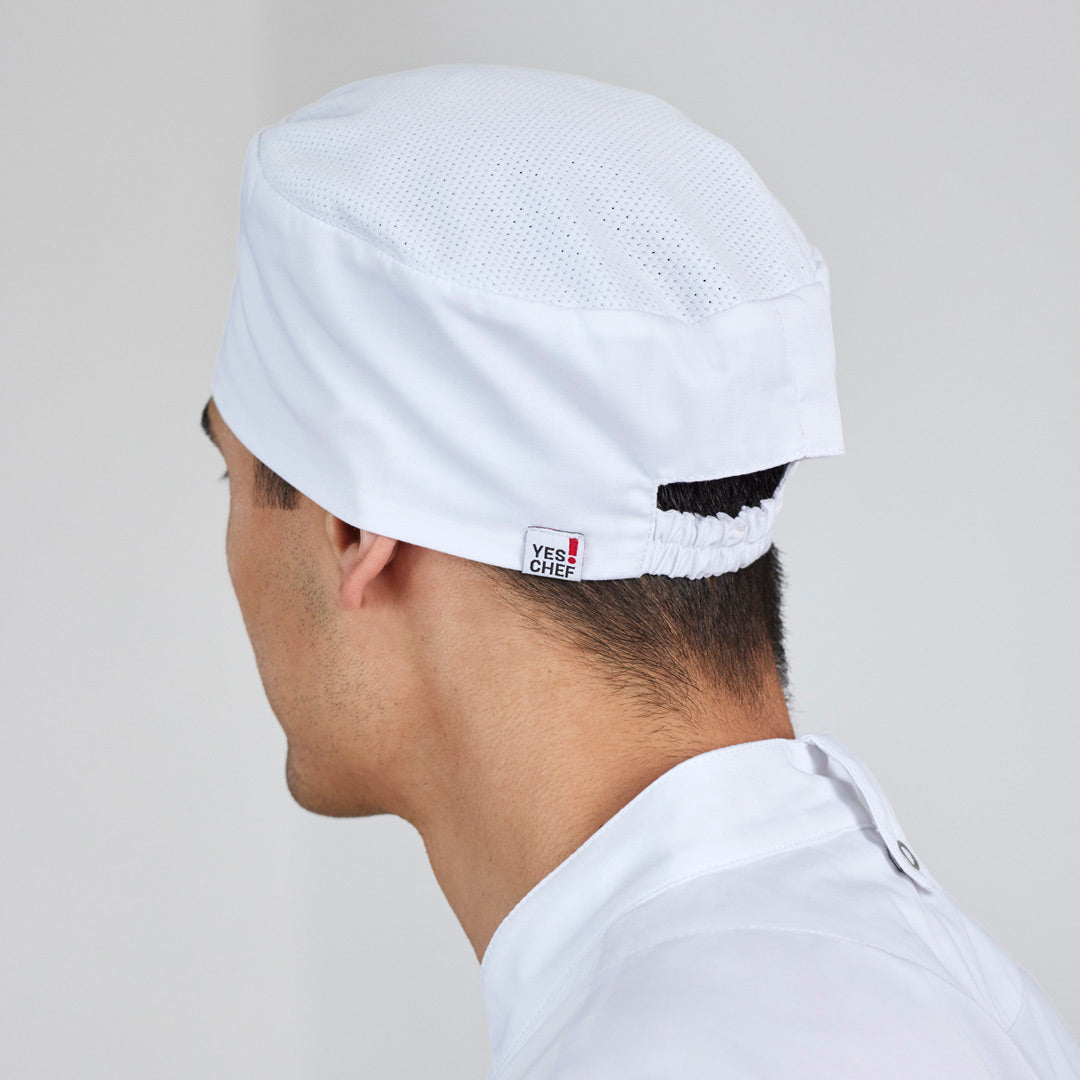 House of Uniforms The Mesh Flat Top Chefs Hat | Adults Yes! Chef