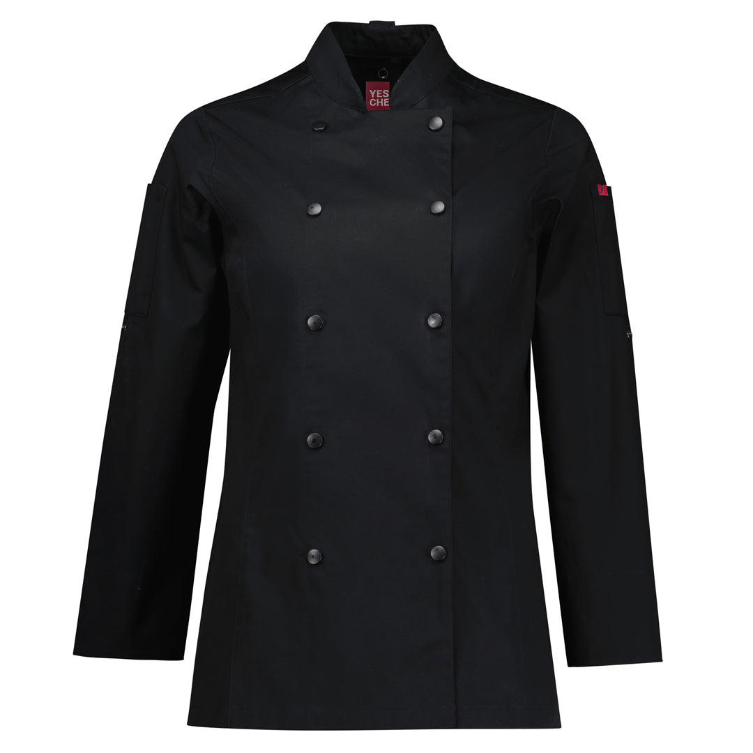 House of Uniforms The Gusto Chef Jacket | Long Sleeve | Ladies Yes! Chef Black