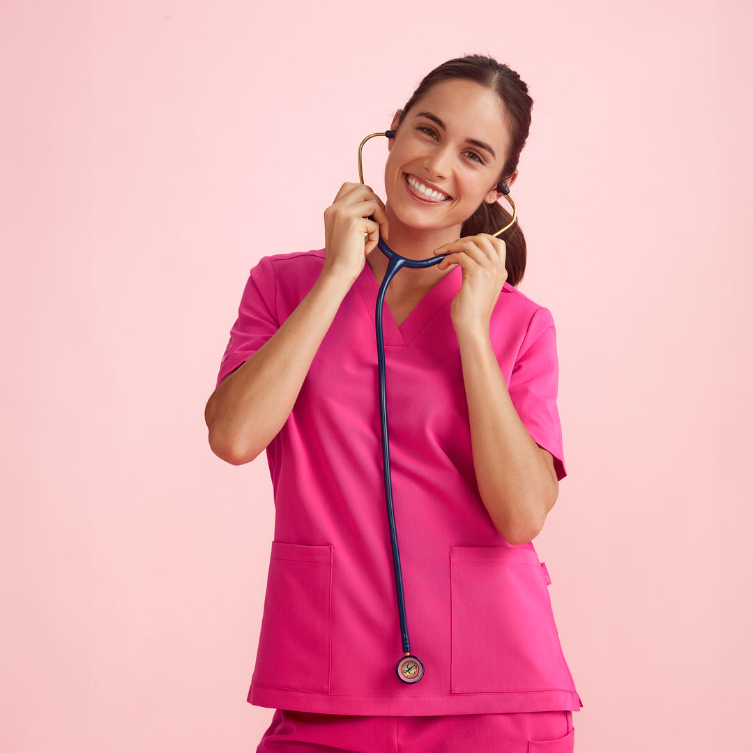 House of Uniforms The Pink V Neck Scrub Top | Ladies Biz Care