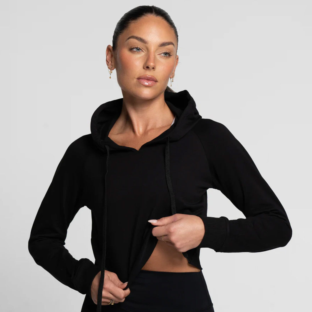 House of Uniforms The Lily Cropped Hoodie | Ladies Active Basics Black