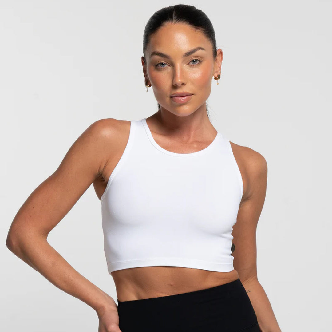 House of Uniforms The Cropped Tank | Ladies Active Basics White