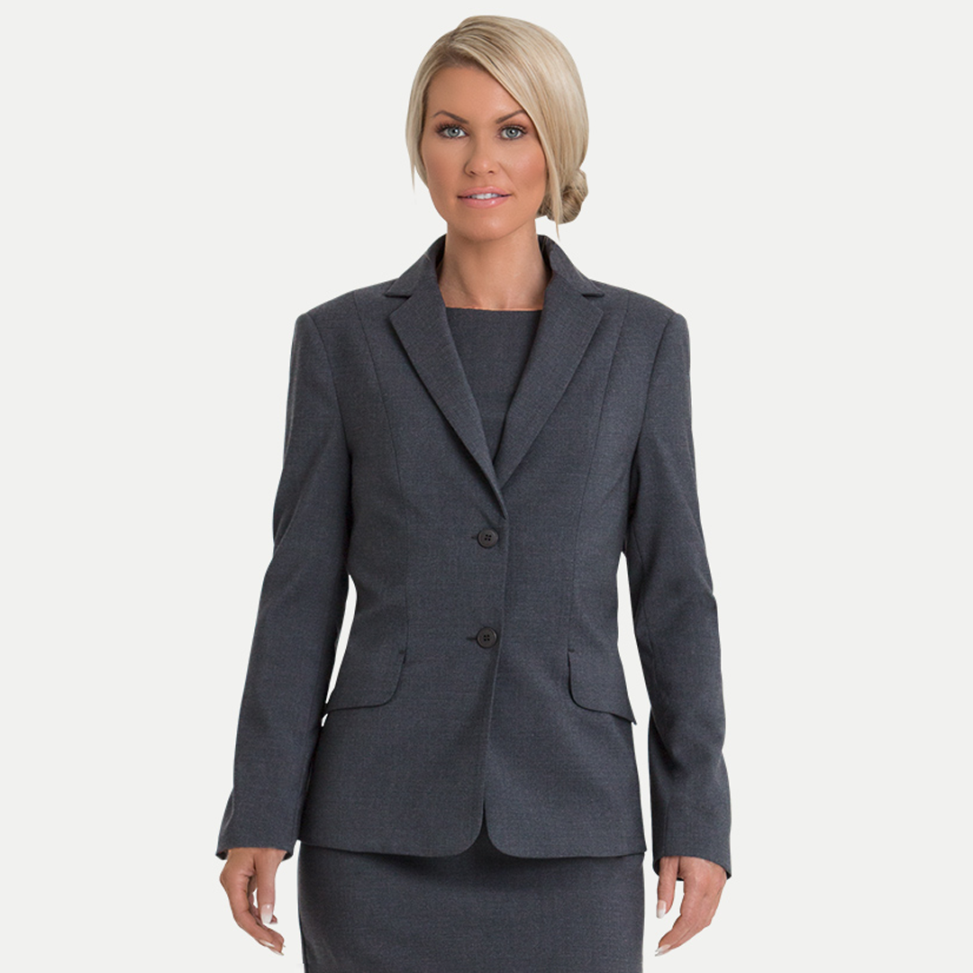 House of Uniforms The Dianna 2 Button Jacket | Wool Blend Corporate Comfort Charcoal