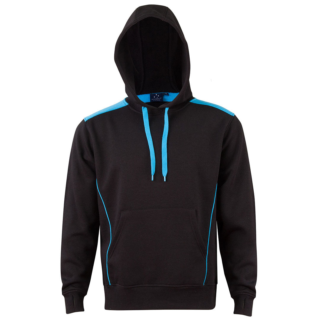 House of Uniforms The Croxton Contrast Hoodie | Adults Winning Spirit Black/Aqua