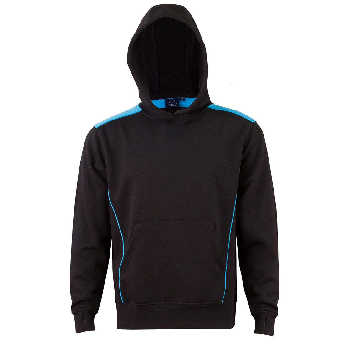 House of Uniforms The Croxton Contrast Hoodie | Kids Winning Spirit Black/Aqua
