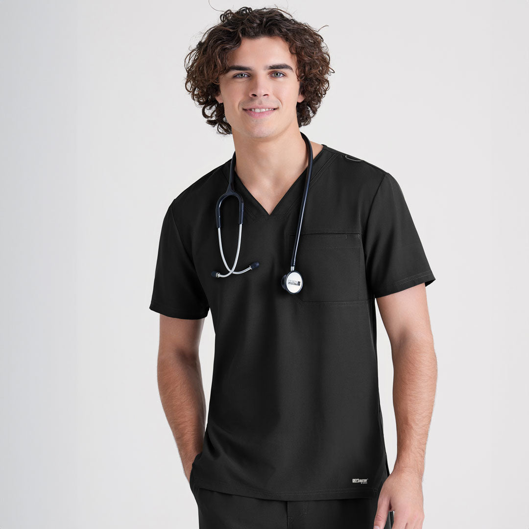 House of Uniforms The Journey Top | Mens | Greys Anatomy Evolve Greys Anatomy by Barco Black