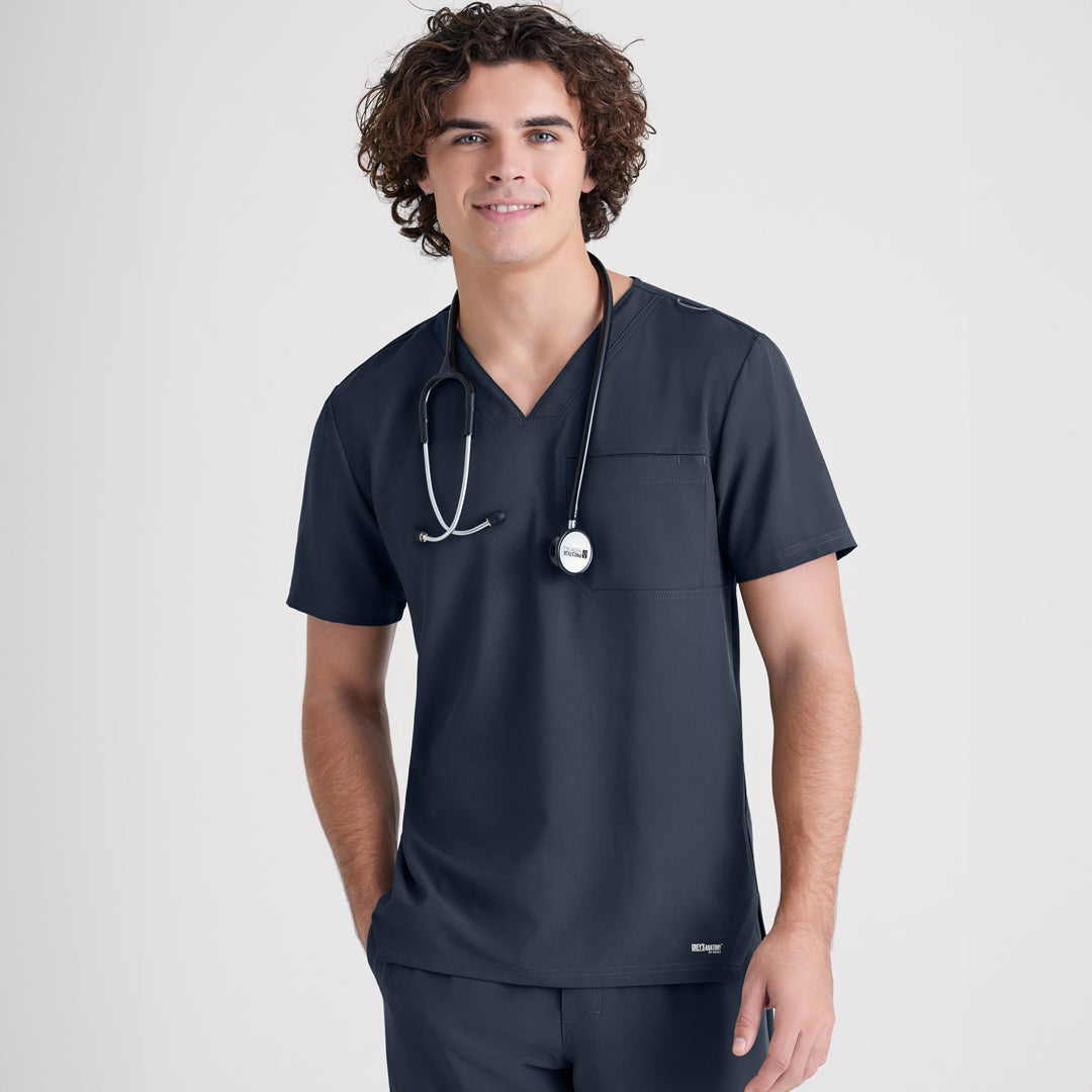 House of Uniforms The Journey Top | Mens | Greys Anatomy Evolve Greys Anatomy by Barco Steel