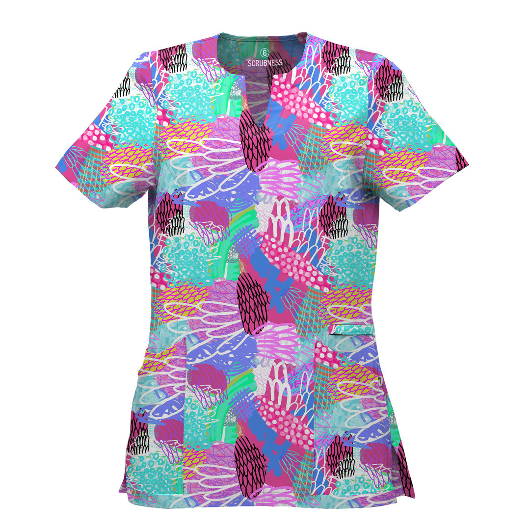 House of Uniforms The Scrubness Printed Scrub Top | Ladies Scrubness Gliding