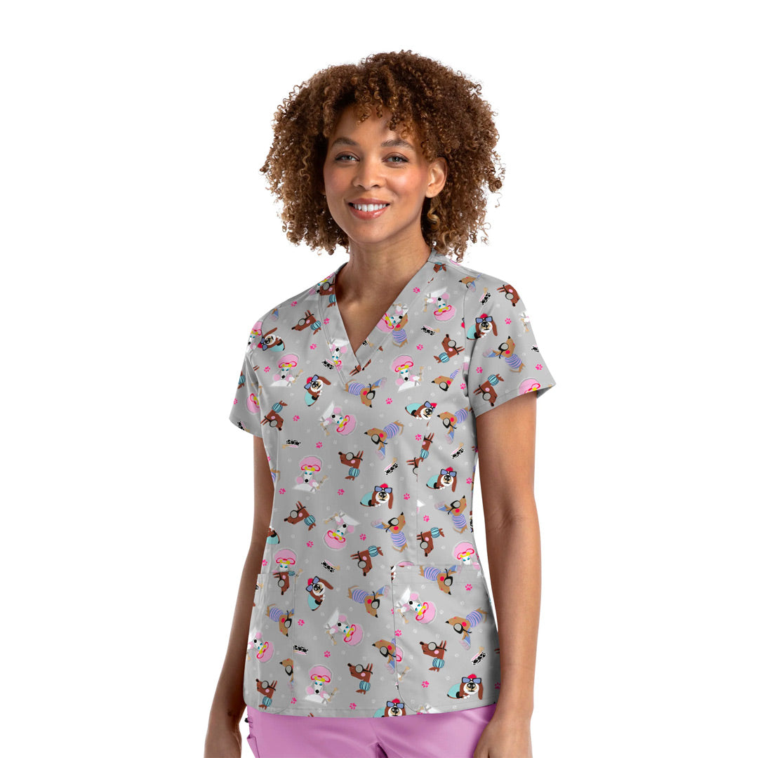 House of Uniforms The V Neck Printed Scrub Top | Ladies Maevn HTDD