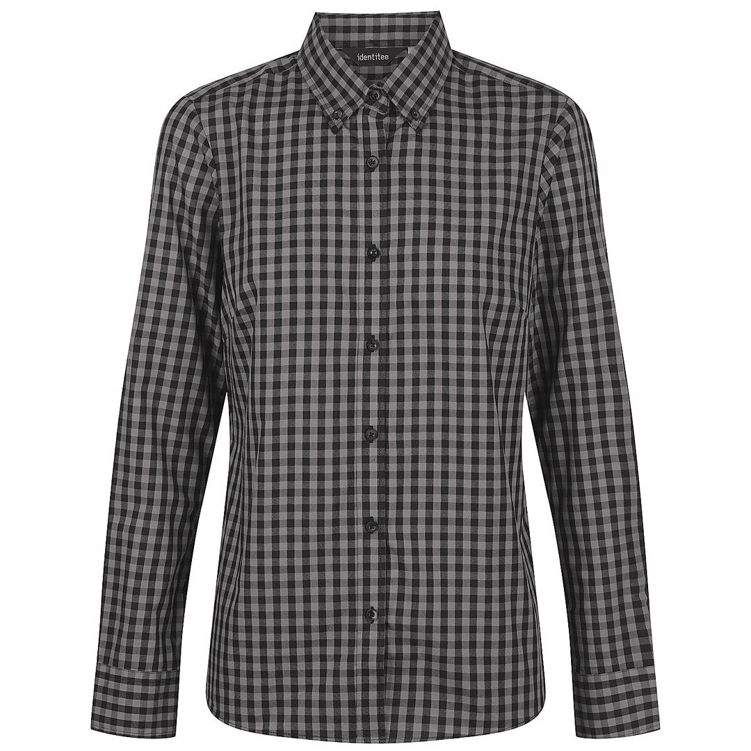 House of Uniforms The Barrett Shirt | Ladies | Long Sleeve Identitee Charcoal/Black Check