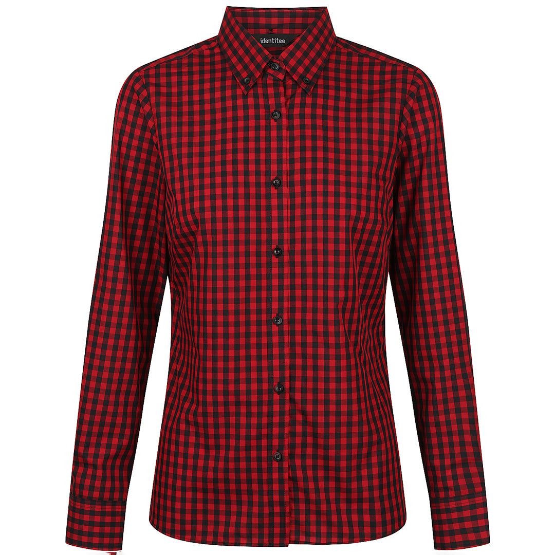 House of Uniforms The Barrett Shirt | Ladies | Long Sleeve Identitee Red/Black Check