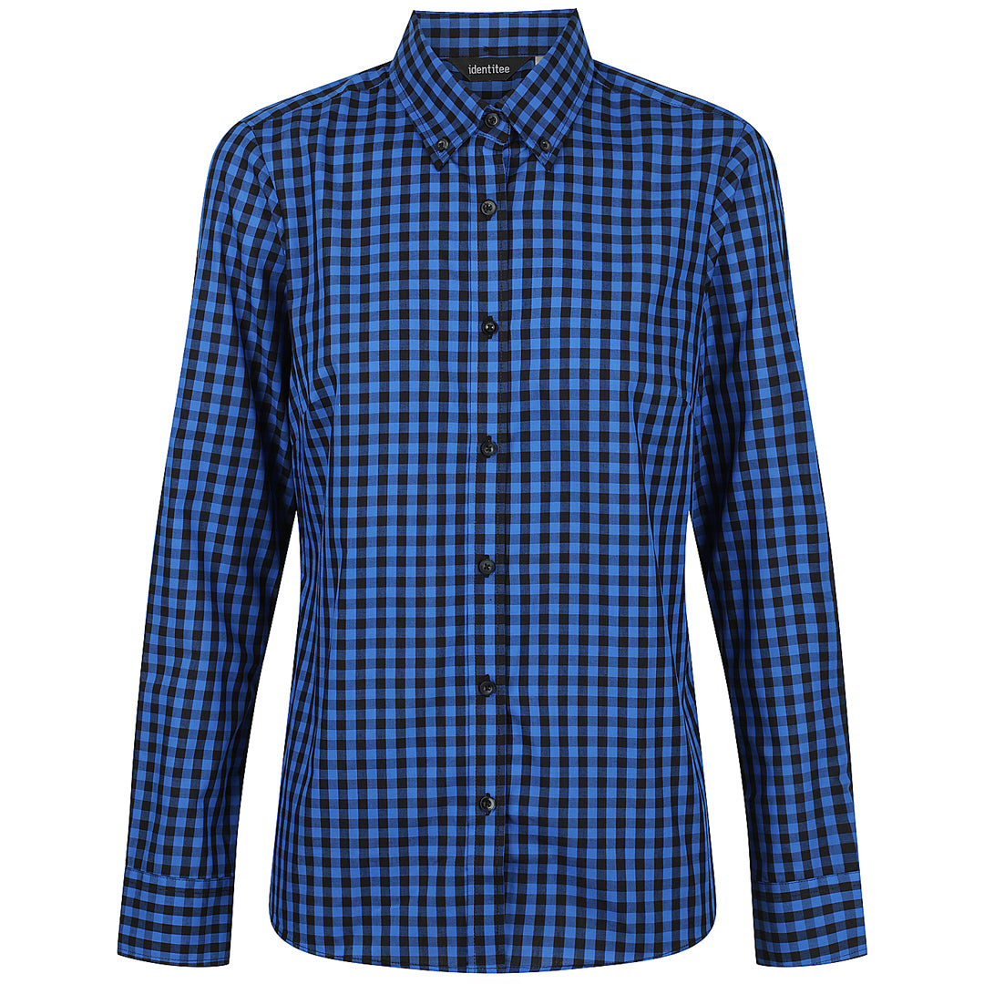 House of Uniforms The Barrett Shirt | Ladies | Long Sleeve Identitee Royal/Black Check