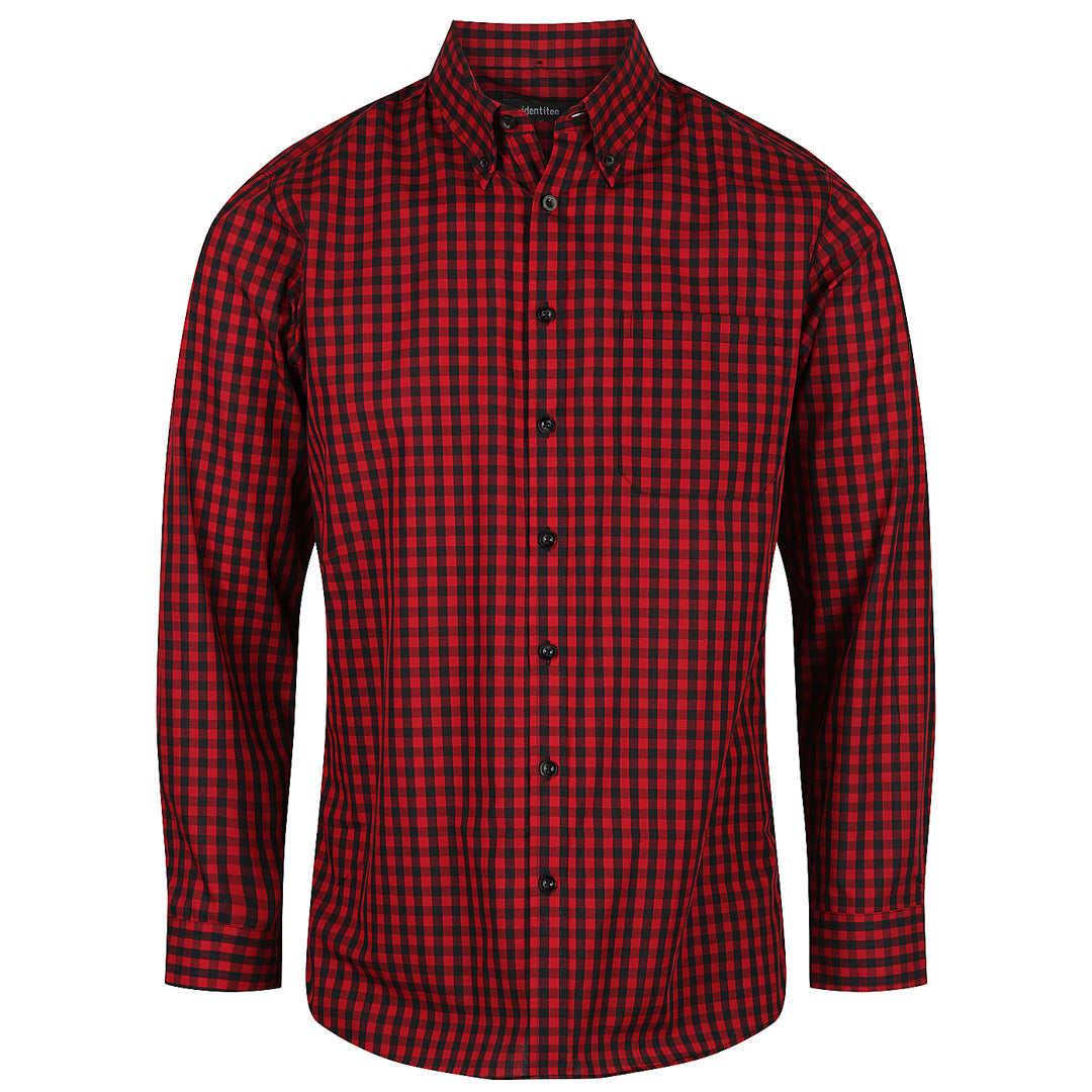 House of Uniforms The Barrett Shirt | Mens | Long Sleeve Identitee Red/Black Check