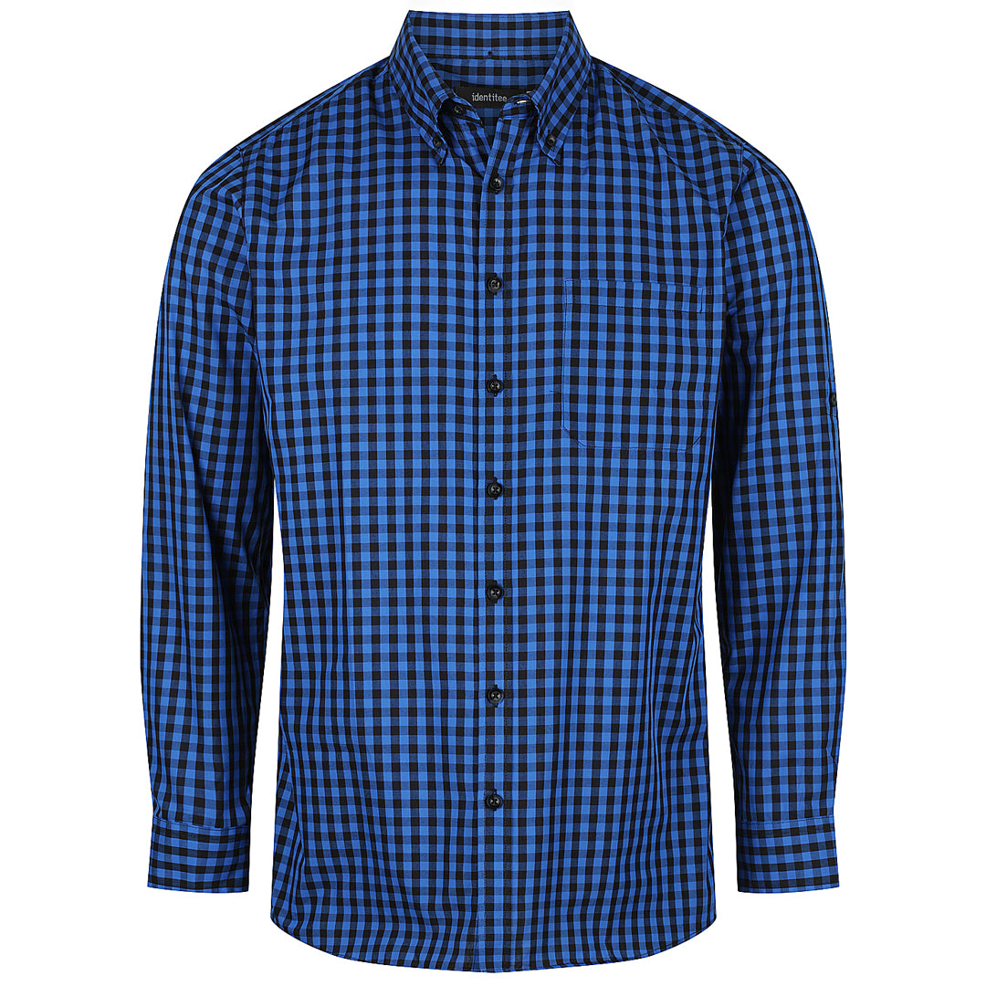 House of Uniforms The Barrett Shirt | Mens | Long Sleeve Identitee Royal/Black Check
