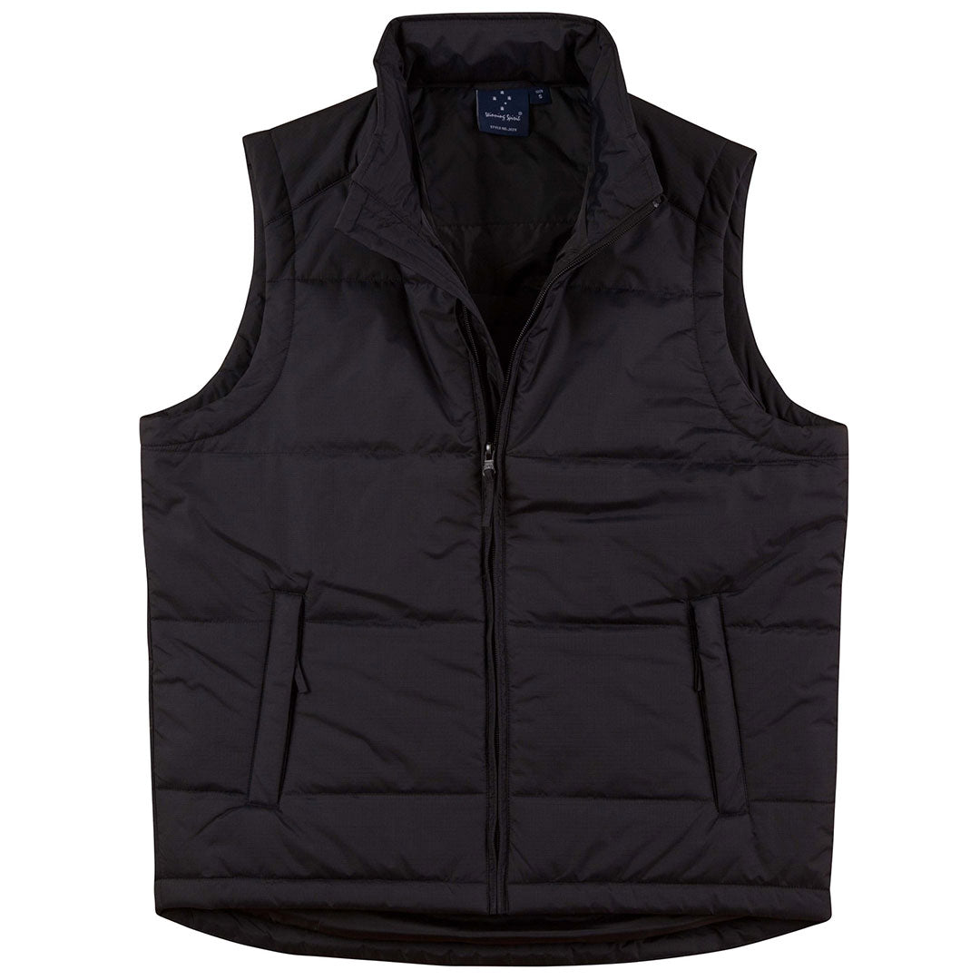 House of Uniforms The Nylon Ripstop Padded Vest | Mens Winning Spirit Black