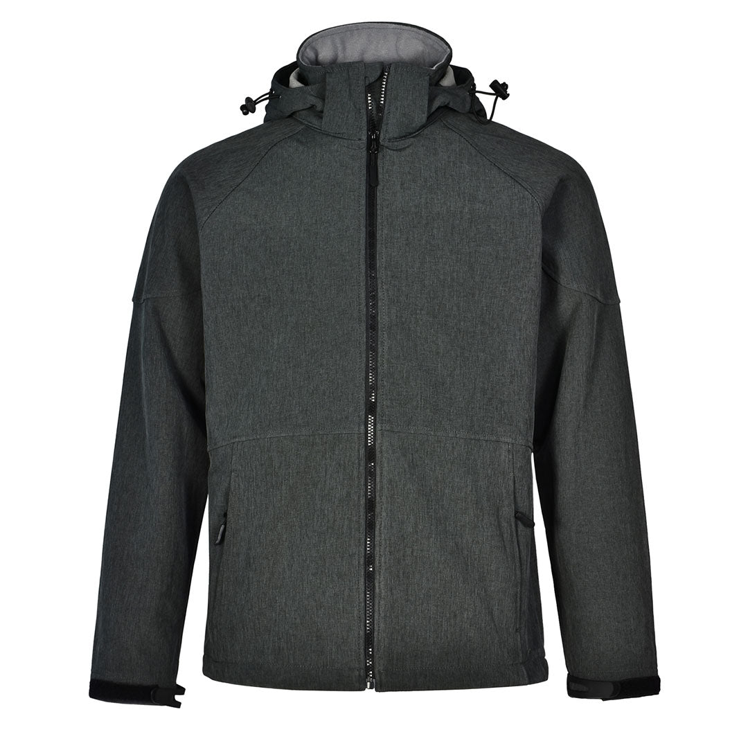 House of Uniforms The Aspen Softshell Hooded Jacket | Mens Winning Spirit Charcoal Marle