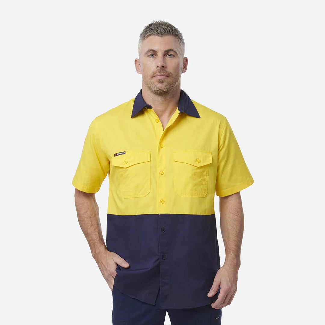 House of Uniforms The Work Cool 2 Spliced Shirt | Mens | Short Sleeve KingGee