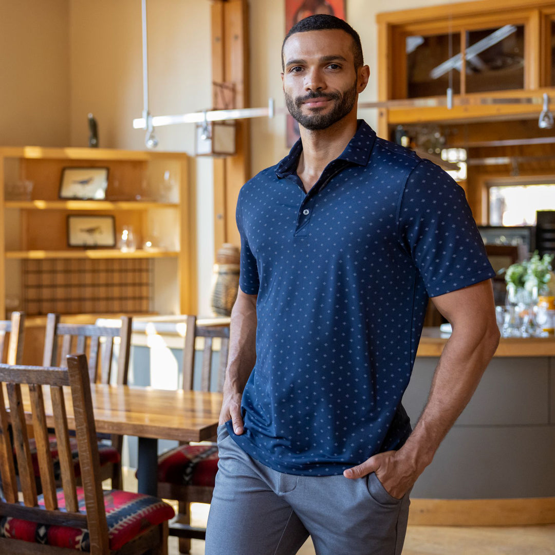 House of Uniforms The Virtue Tile Print Polo | Mens Cutter and Buck