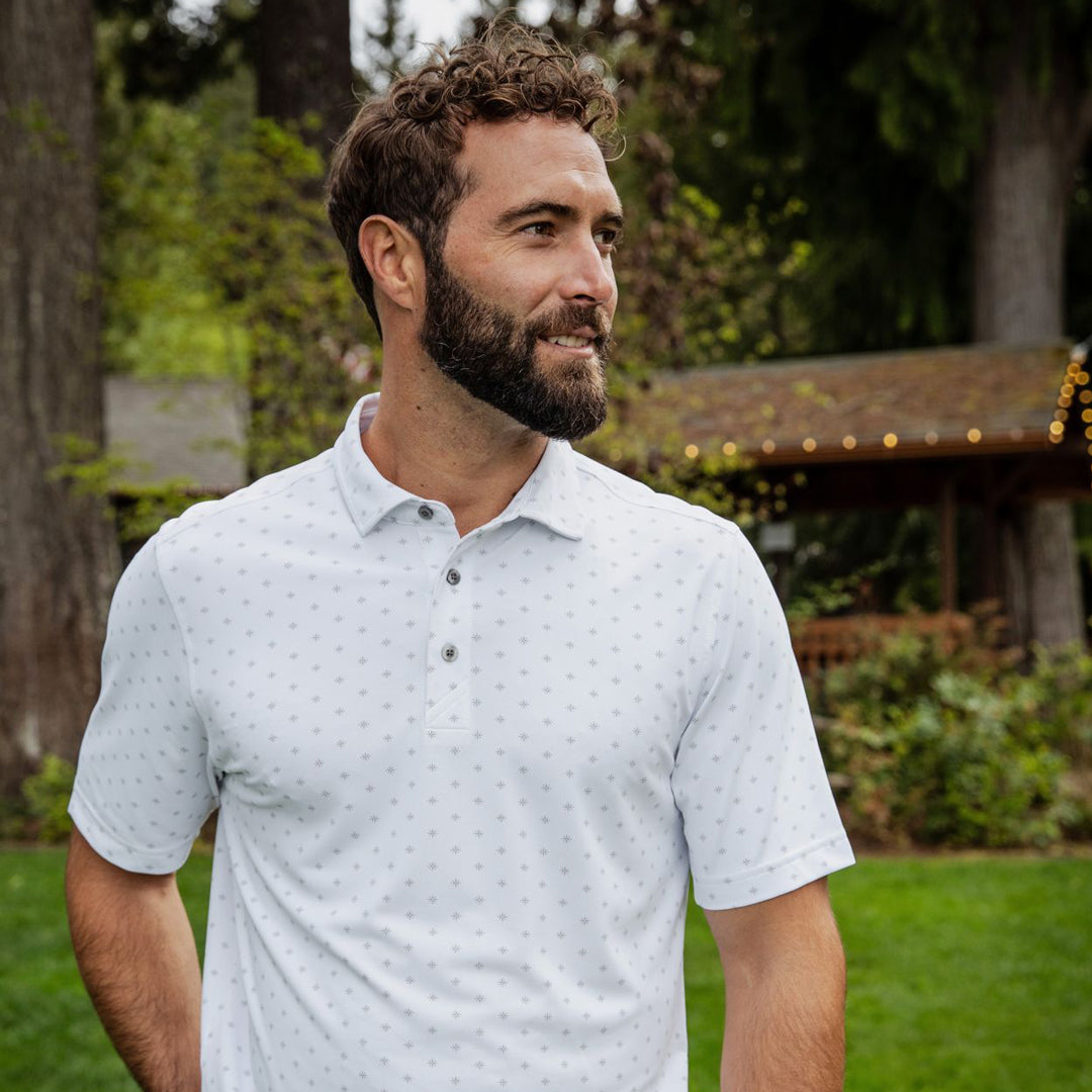 House of Uniforms The Virtue Tile Print Polo | Mens Cutter and Buck