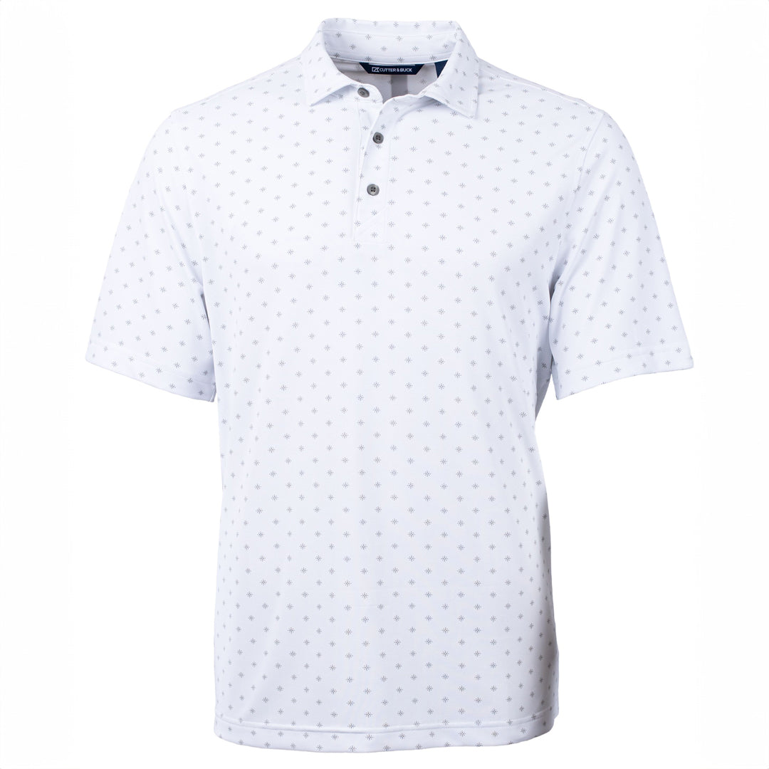 House of Uniforms The Virtue Tile Print Polo | Mens Cutter and Buck White