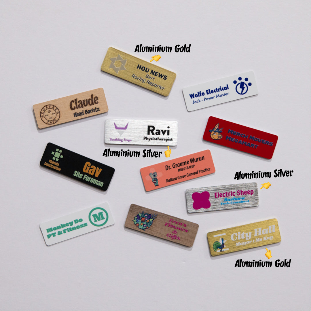 House of Uniforms The Aluminium Name Badge | Pin or Magnet Fitting House of Uniforms