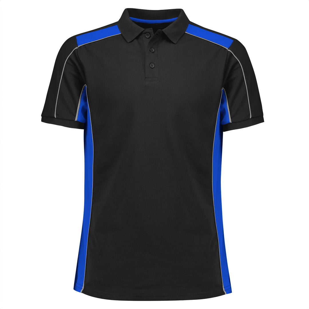House of Uniforms The Grid Polo | Adults | Short Sleeve Biz Collection Black/Royal