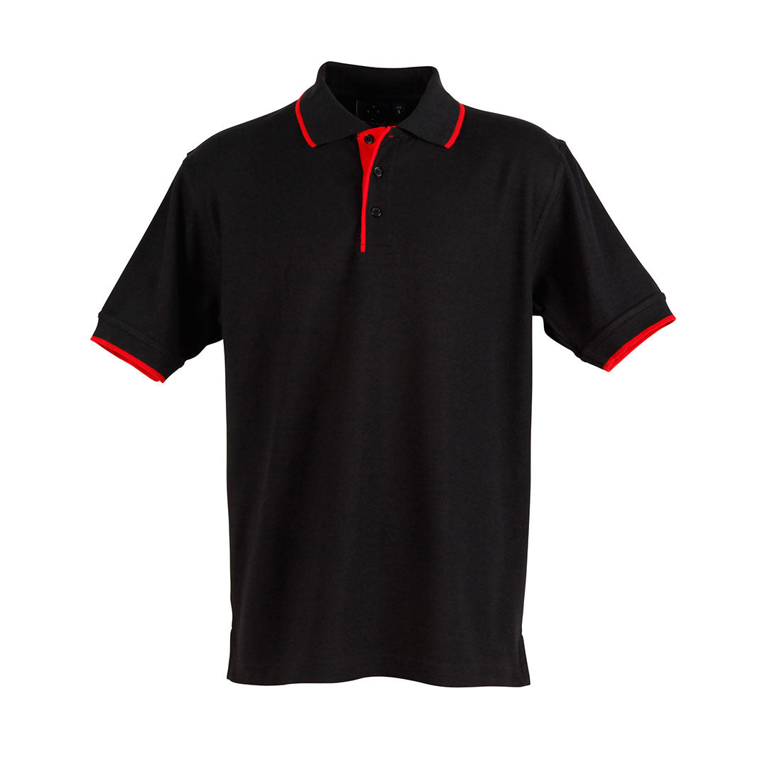 House of Uniforms The Liberty Contrast Polo | Mens Winning Spirit Black/Red