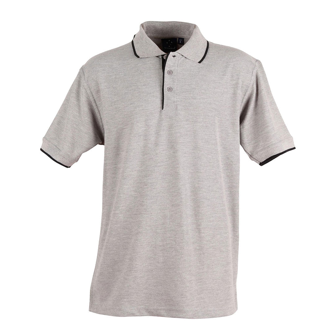 House of Uniforms The Liberty Contrast Polo | Mens Winning Spirit Grey/Black