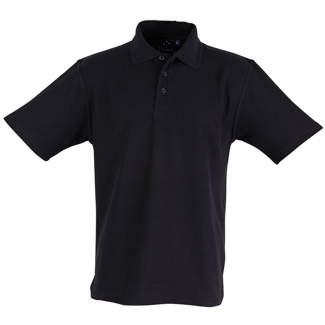 House of Uniforms The Traditional Pique Knit Polo | Adults Winning Spirit Black