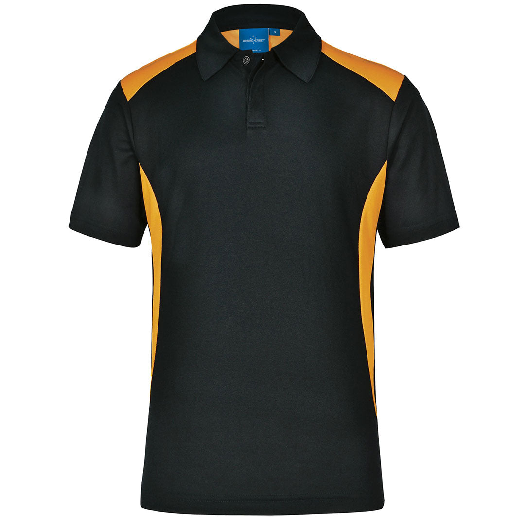 House of Uniforms The Winner Contrast Polo | Mens | Dark Colours Winning Spirit Black/Gold