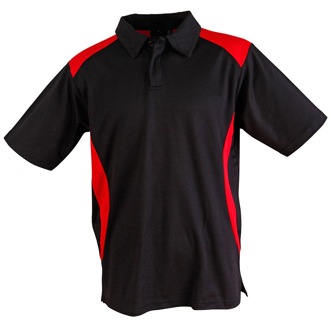 House of Uniforms The Winner Contrast Polo | Mens | Dark Colours Winning Spirit Black/Red