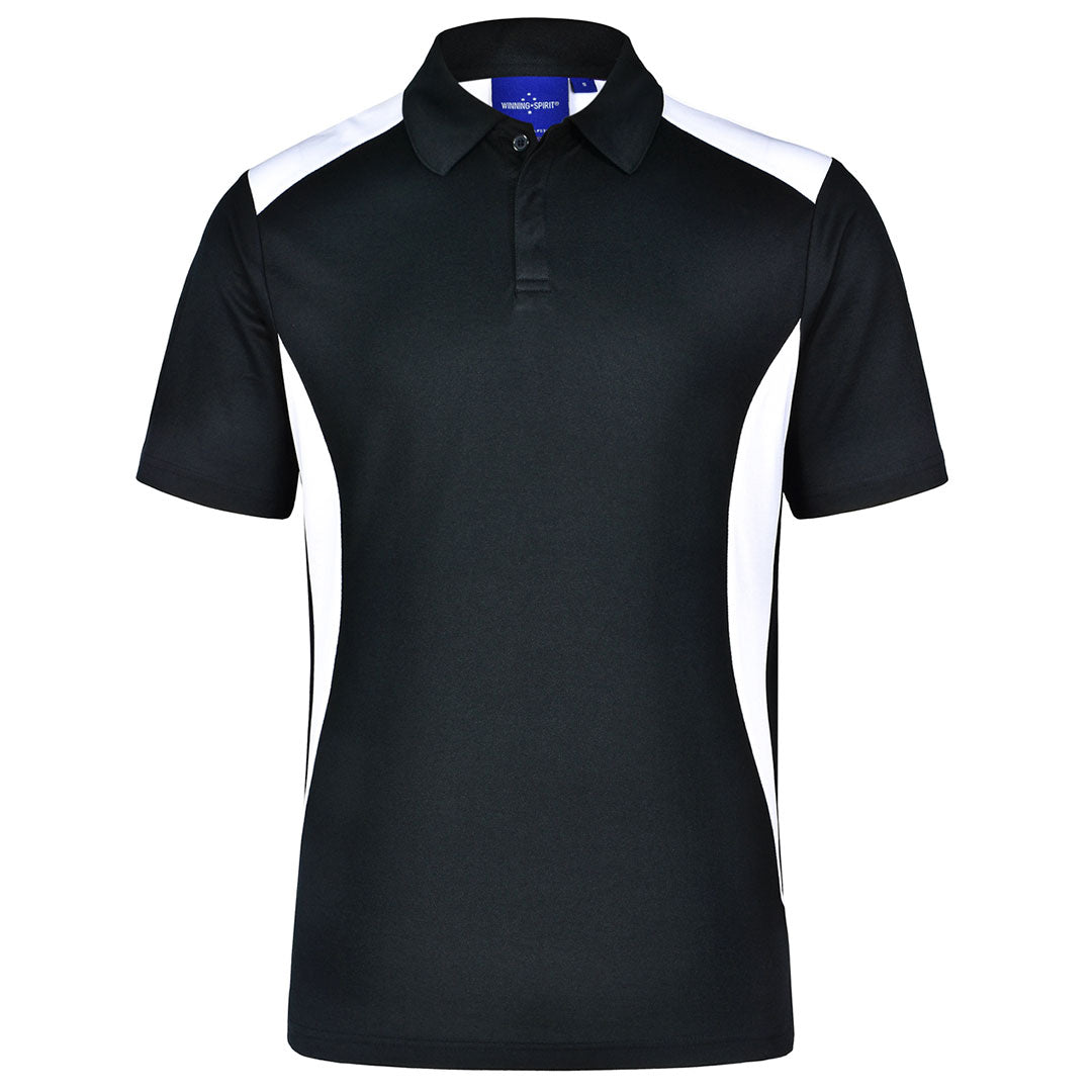 House of Uniforms The Winner Contrast Polo | Mens | Dark Colours Winning Spirit Black/White