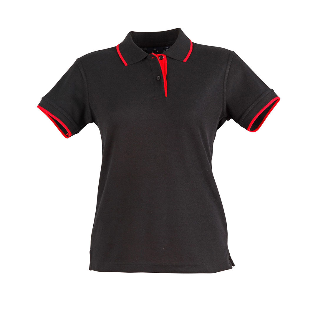 House of Uniforms The Liberty Contrast Polo | Ladies Winning Spirit Black/Red