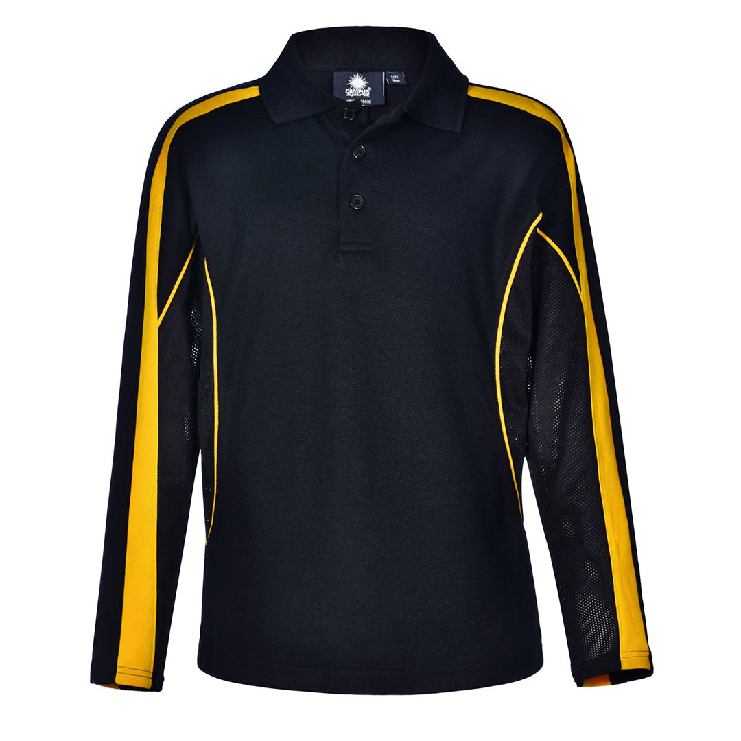 House of Uniforms The Legend Polo | Kids | Long Sleeve Winning Spirit Black/Gold
