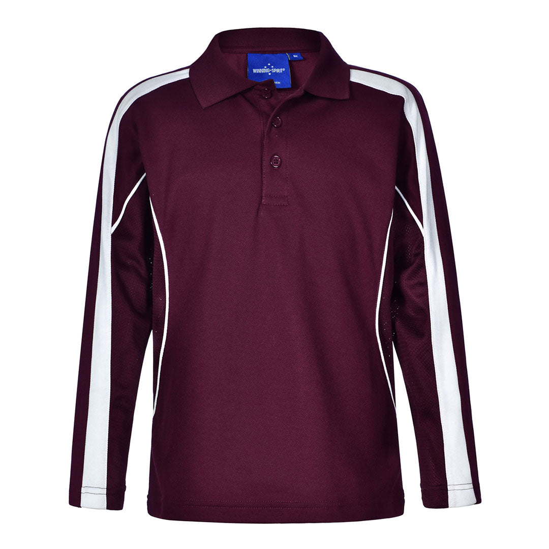 House of Uniforms The Legend Polo | Kids | Long Sleeve Winning Spirit Maroon/White