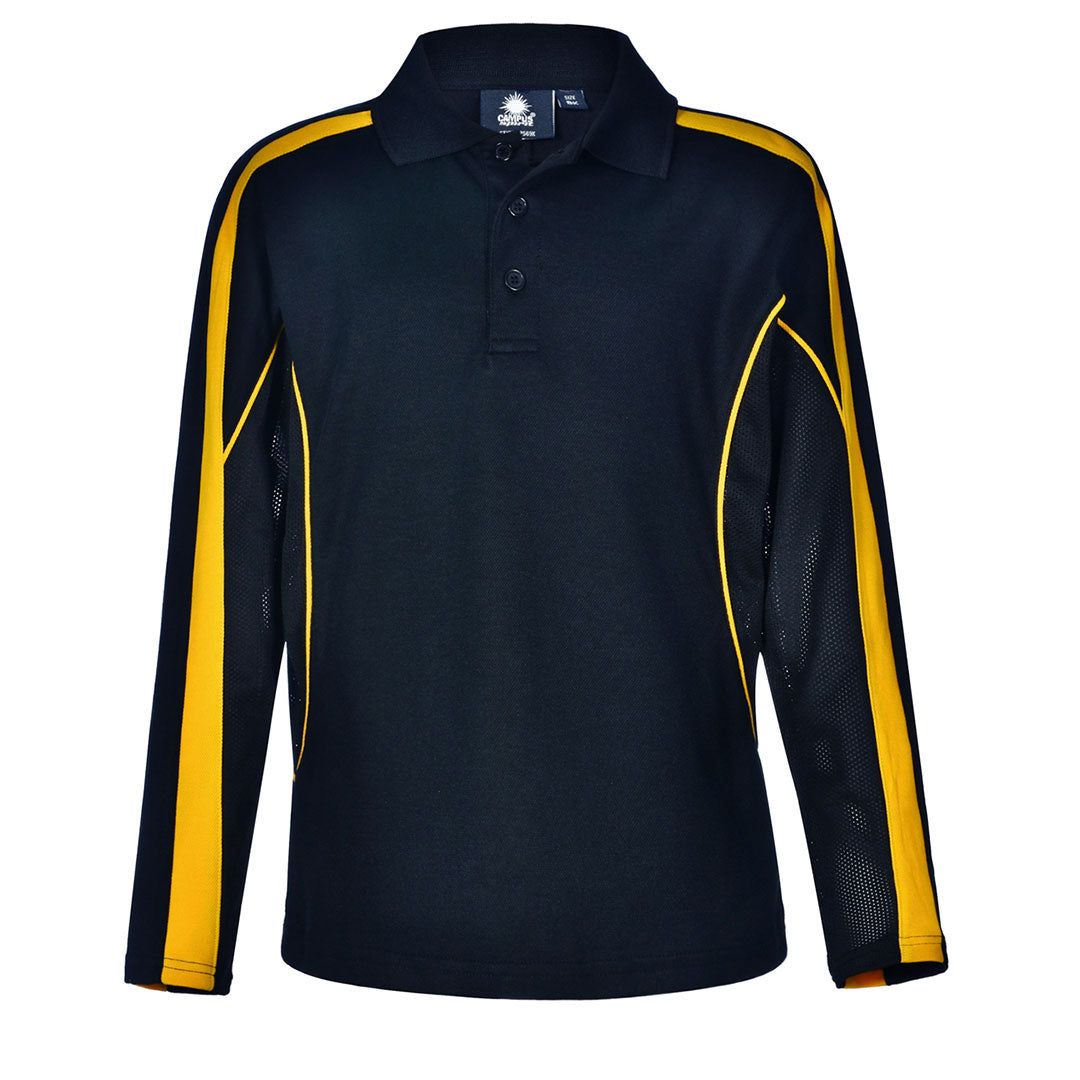 House of Uniforms The Legend Polo | Kids | Long Sleeve Winning Spirit Navy/Gold