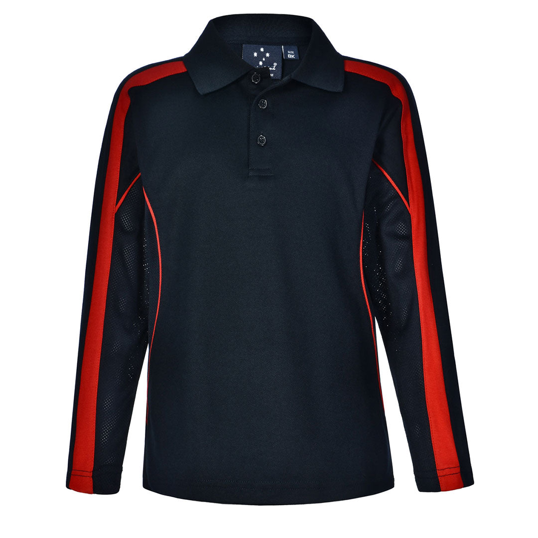 House of Uniforms The Legend Polo | Kids | Long Sleeve Winning Spirit Navy/Red