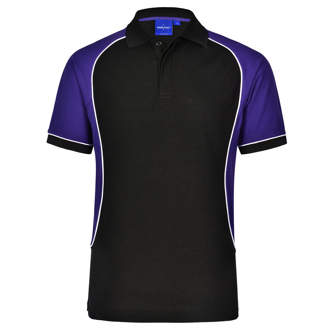 House of Uniforms The Arena Tri-Colour Polo | Kids Winning Spirit Black/White/Purple