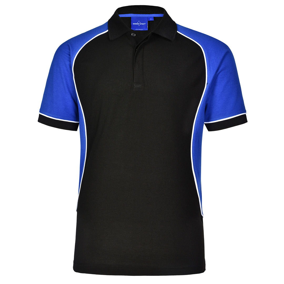 House of Uniforms The Arena Tri-Colour Polo | Kids Winning Spirit Black/White/Royal