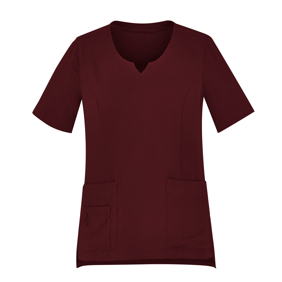 House of Uniforms The Avery Round Neck Scrub Top | Ladies Biz Care Burgundy