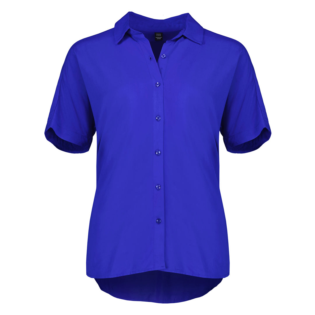 House of Uniforms The Dahlia Blouse | Ladies | Short Sleeve Biz Corporates Cobalt