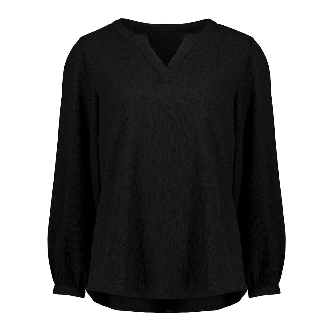 House of Uniforms The Ruche Tunic | Ladies | Long Sleeve Biz Corporates Black